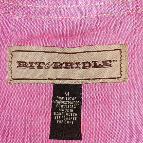 Bit & Bridle Western Snap Button Blouse Cap Sleeves M - Picture 5 of 7